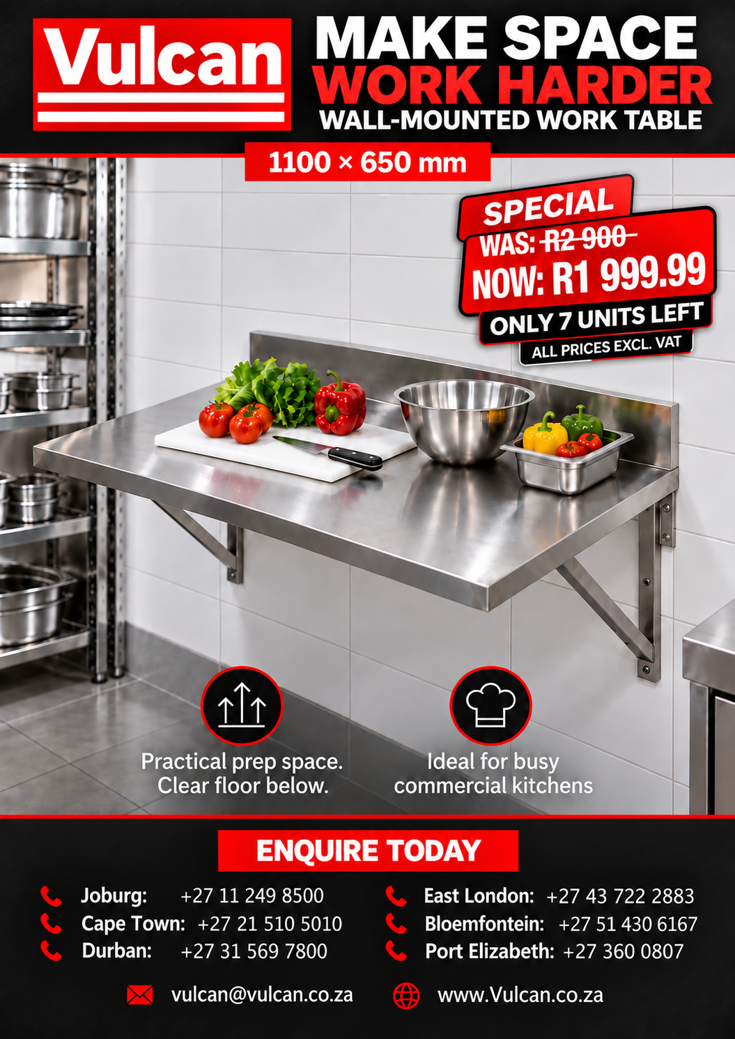 Vulcan Wall Mounted Table Specials